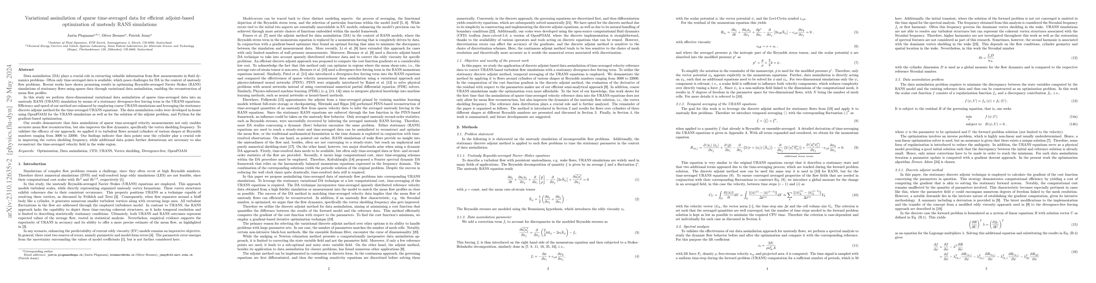 Thumbnail for Variational assimilation of sparse time-averaged data for efficient
  adjoint-based optimization of unsteady RANS simulations