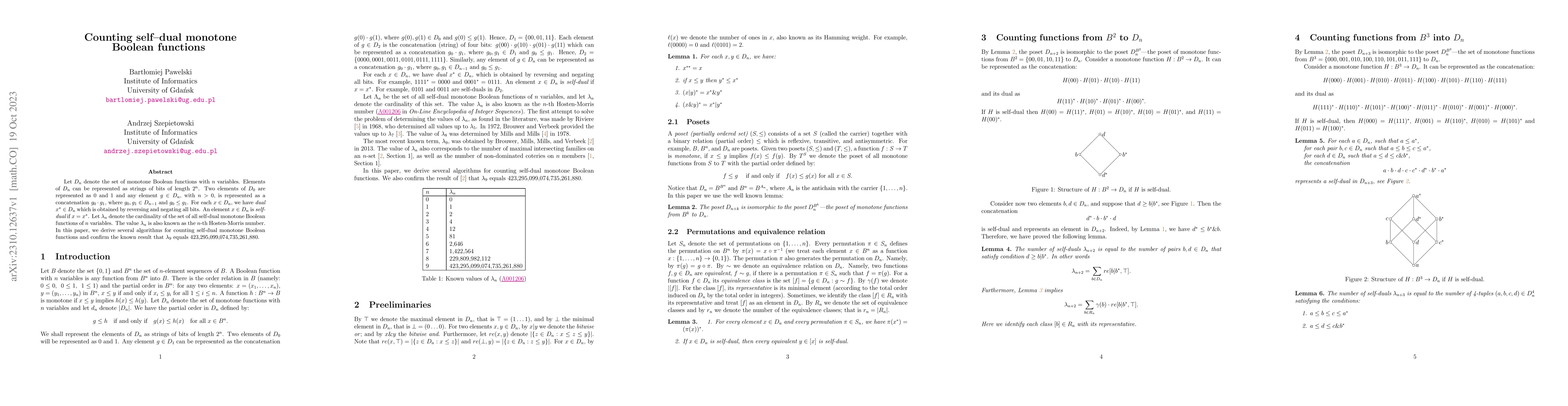 Thumbnail for Counting self-dual monotone Boolean functions