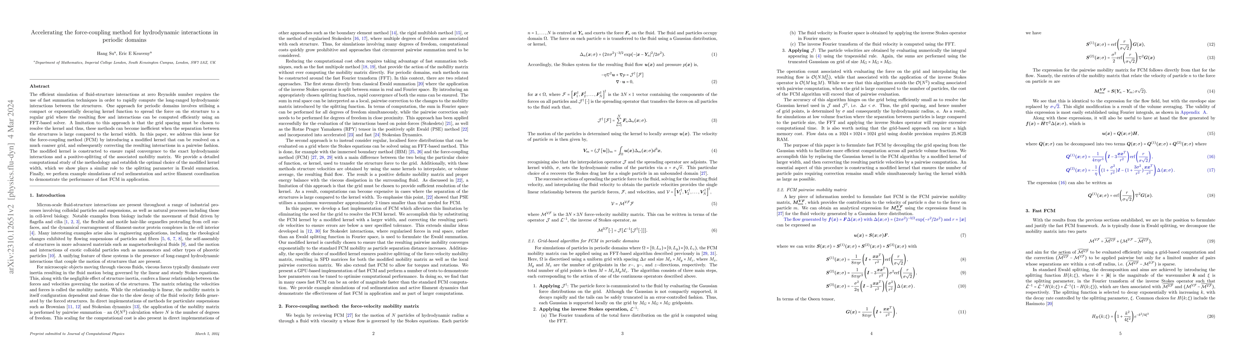 Thumbnail for Accelerating the force-coupling method for hydrodynamic interactions in
  periodic domains