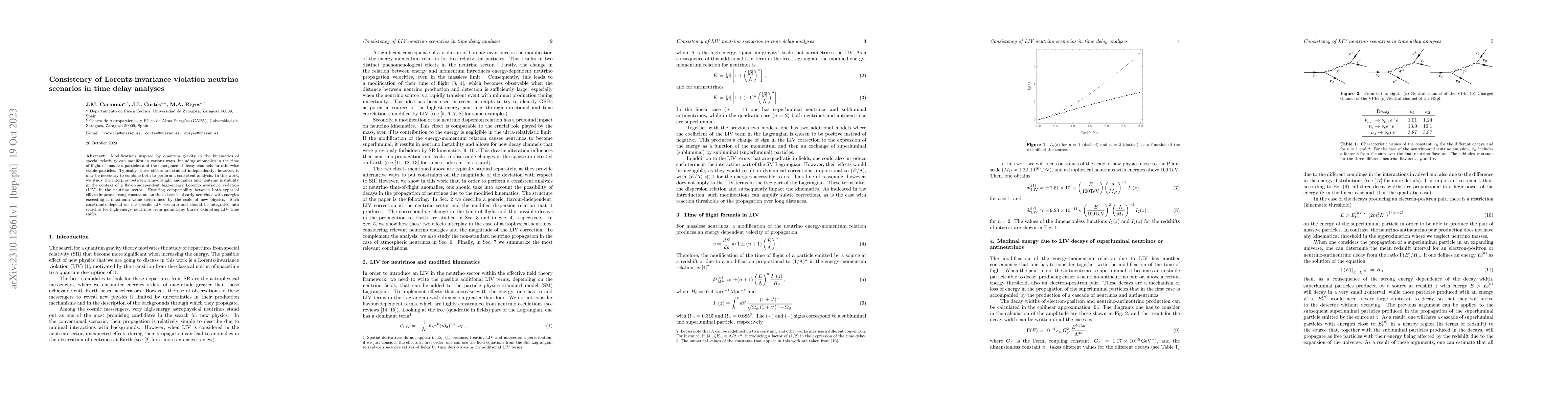 Thumbnail for Consistency of Lorentz-invariance violation neutrino scenarios in time
  delay analyses