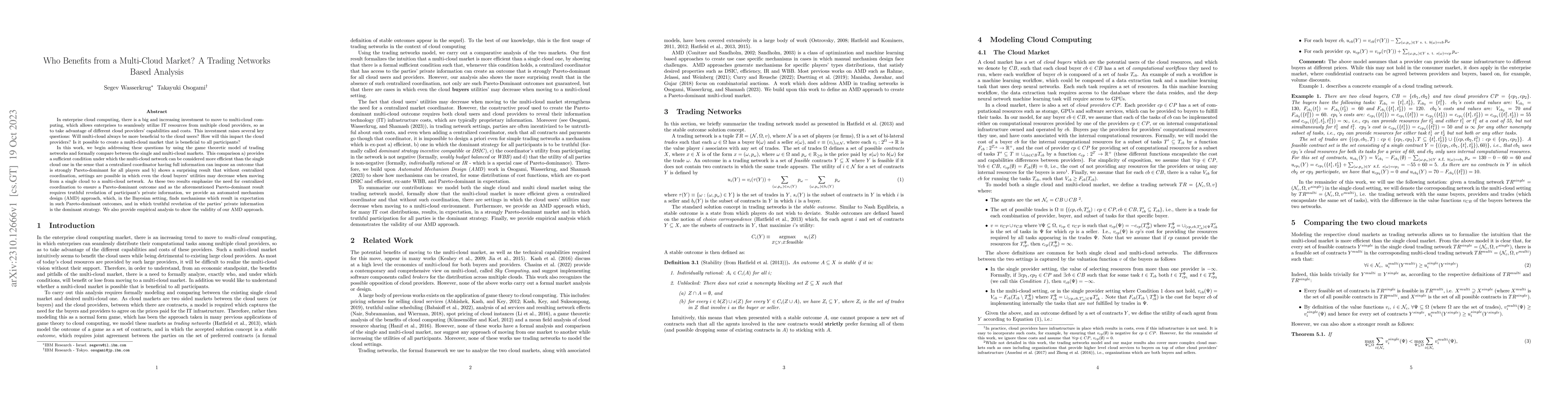 Thumbnail for Who Benefits from a Multi-Cloud Market? A Trading Networks Based
  Analysis