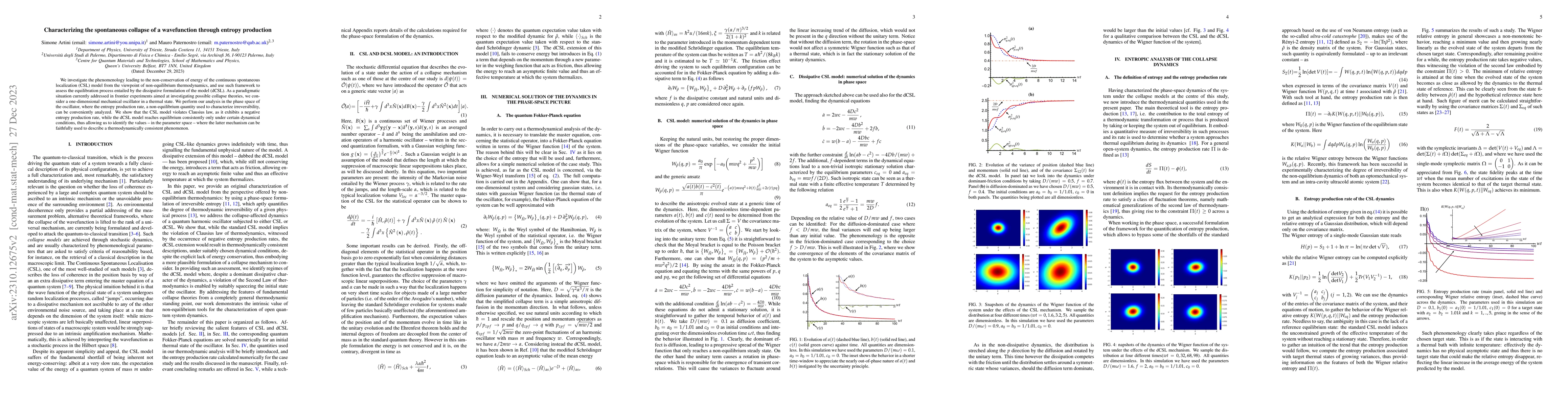 Thumbnail for Characterizing the spontaneous collapse of a wavefunction through
  entropy production