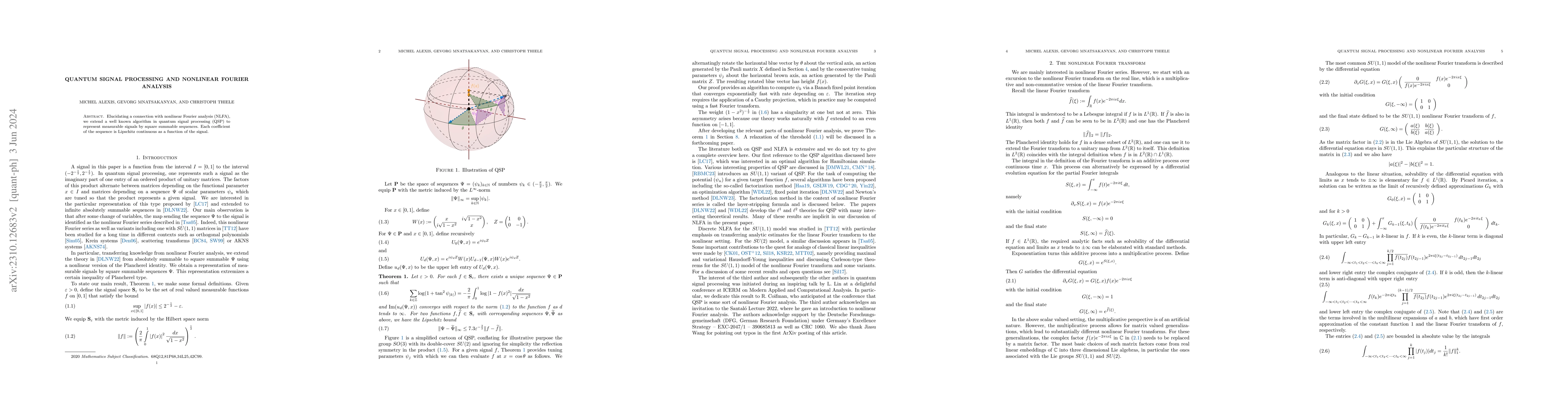 Thumbnail for Quantum signal processing and nonlinear Fourier analysis