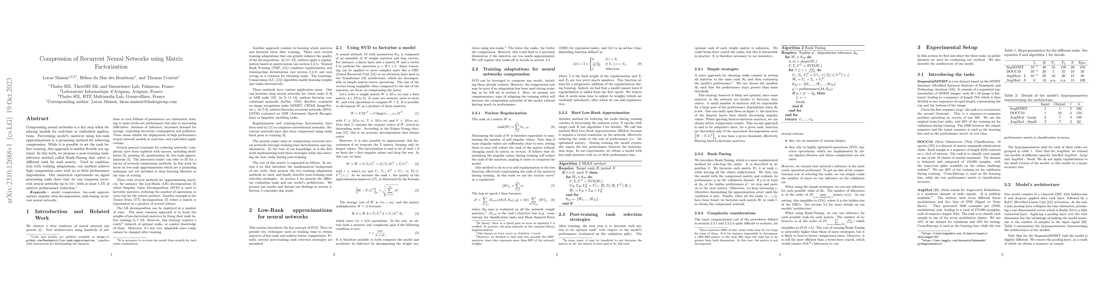 Thumbnail for Compression of Recurrent Neural Networks using Matrix Factorization