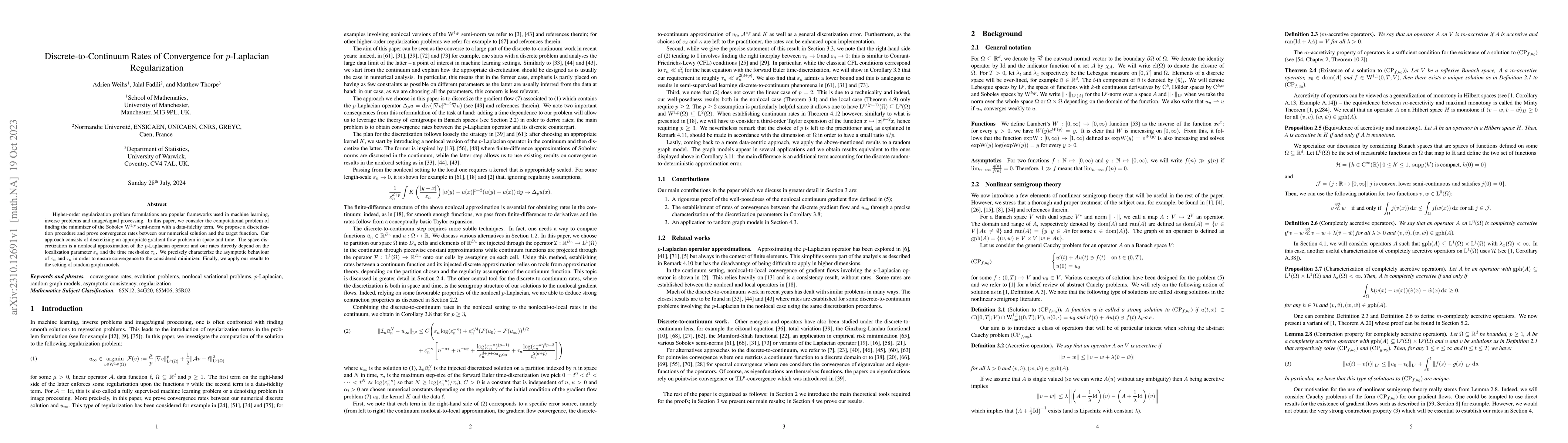Thumbnail for Discrete-to-Continuum Rates of Convergence for $p$-Laplacian
  Regularization