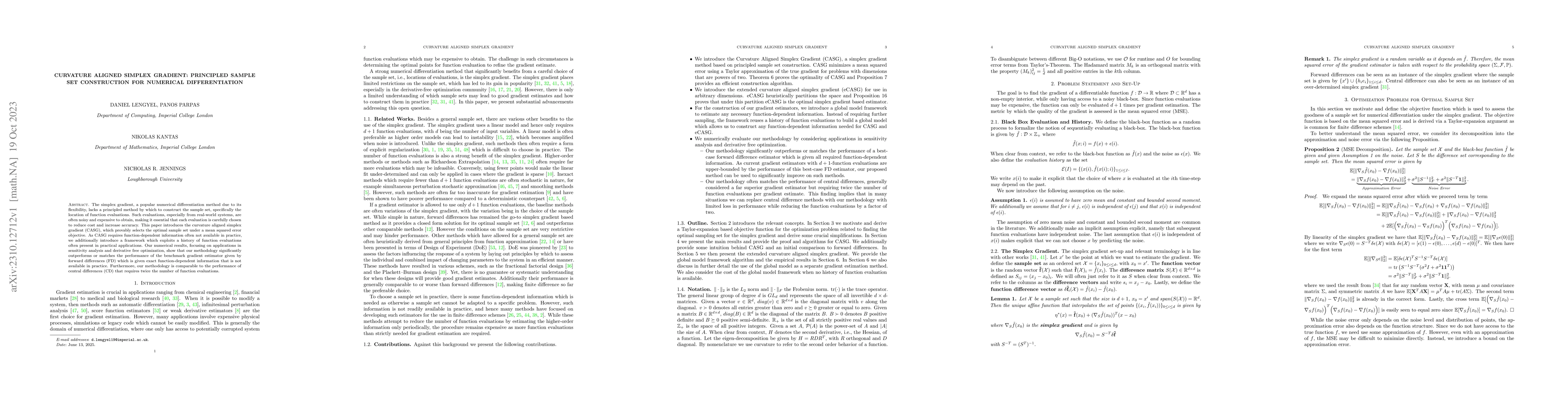 Thumbnail for Curvature Aligned Simplex Gradient: Principled Sample Set Construction
  For Numerical Differentiation