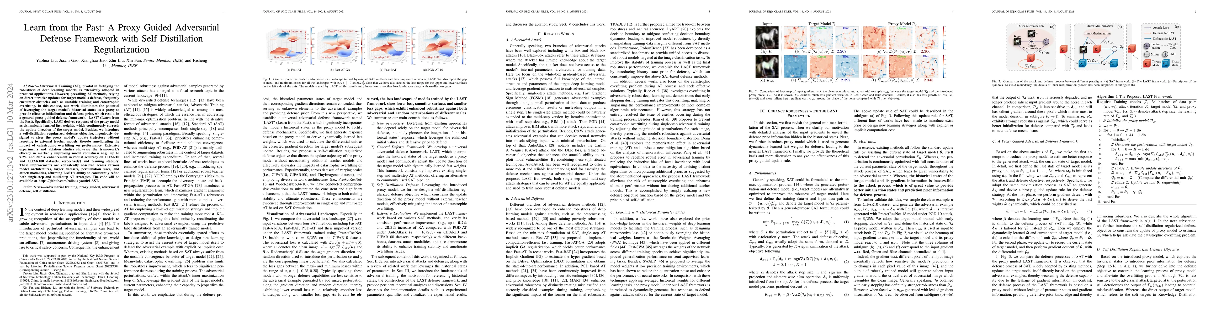 Thumbnail for Learn from the Past: A Proxy Guided Adversarial Defense Framework with
  Self Distillation Regularization