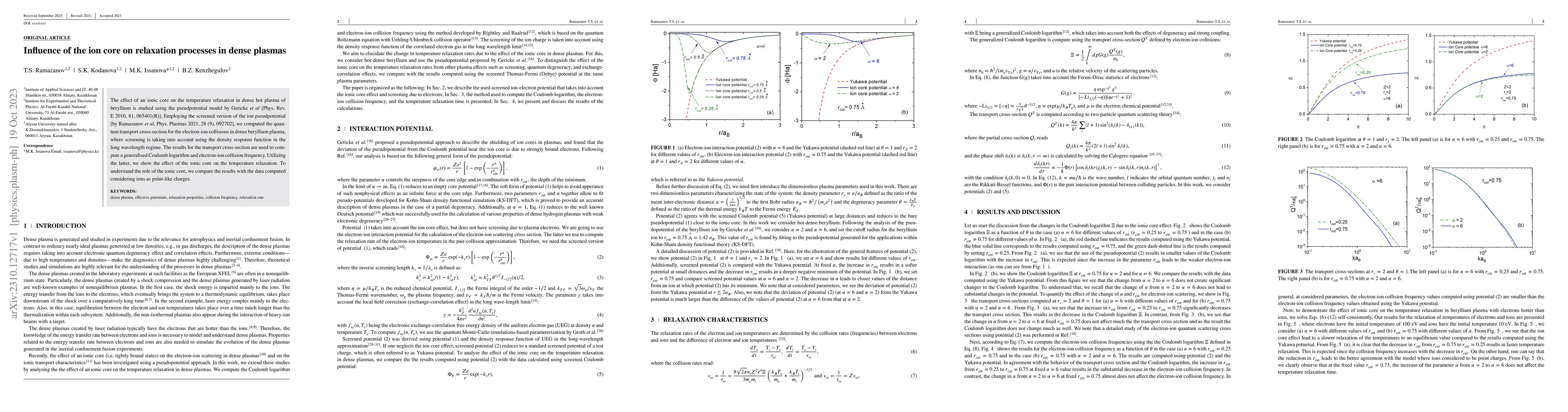 Thumbnail for Influence of the ion core on relaxation processes in dense plasmas
