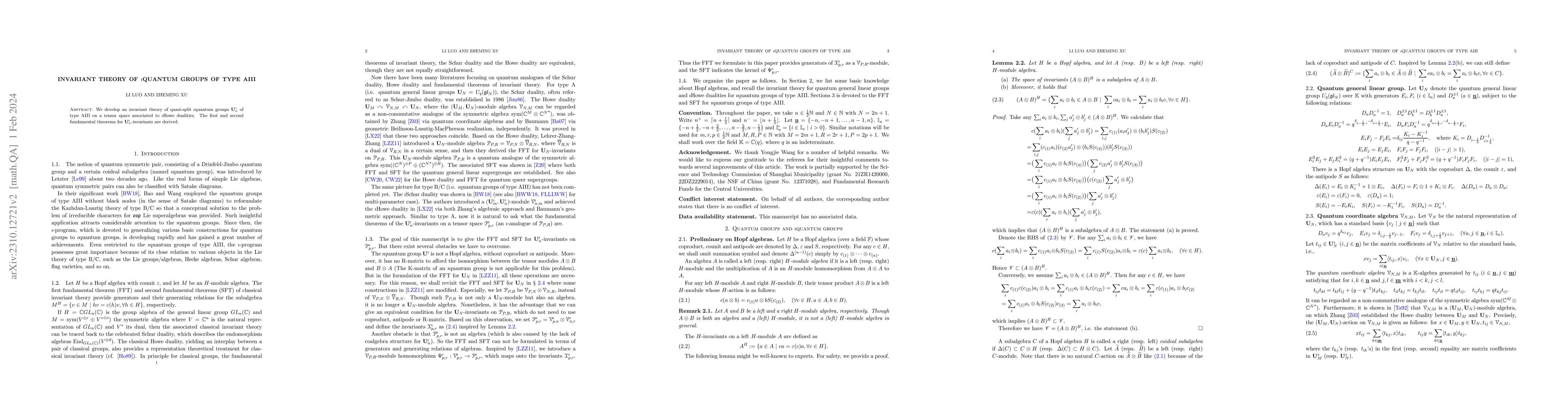 Thumbnail for Invariant theory of $\imath$quantum groups of type AIII