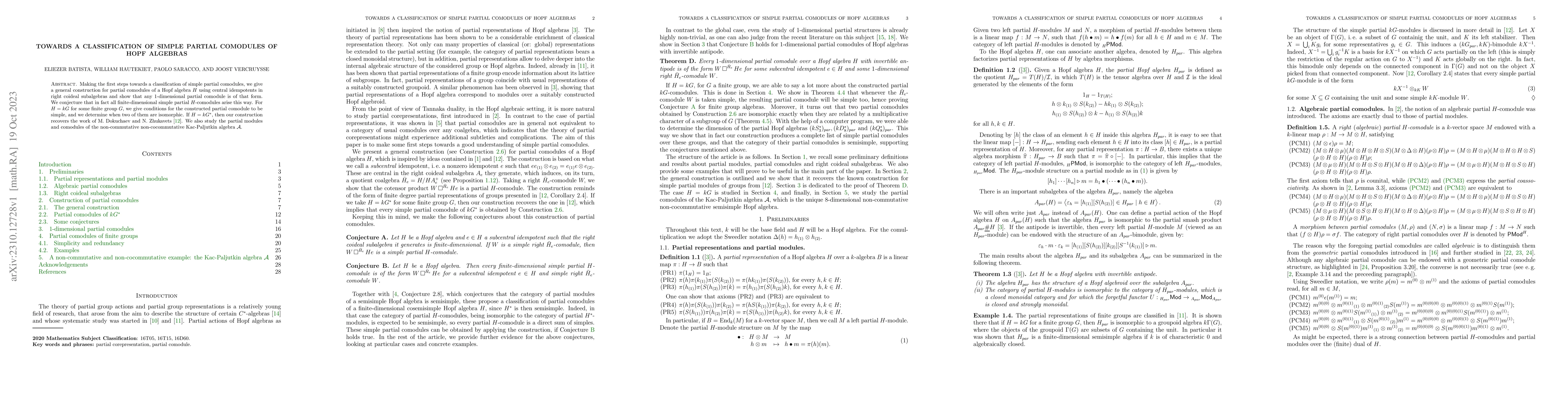Thumbnail for Towards a classification of simple partial comodules of Hopf algebras
