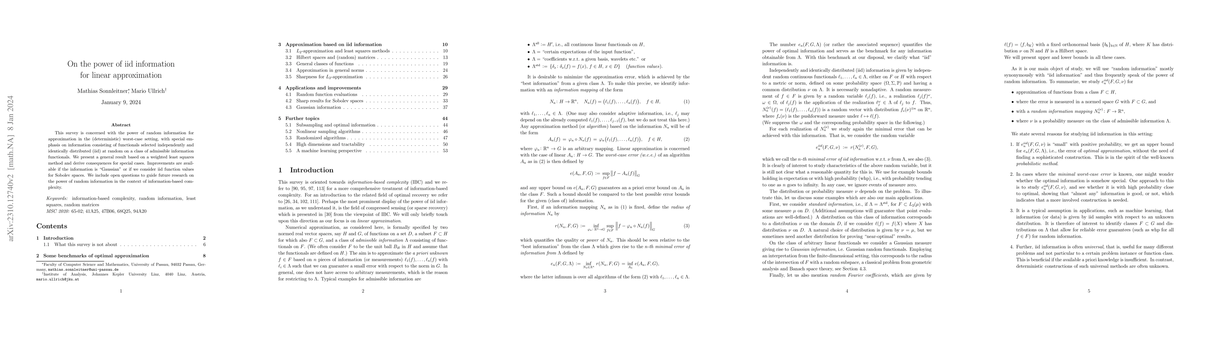 Thumbnail for On the power of iid information for linear approximation