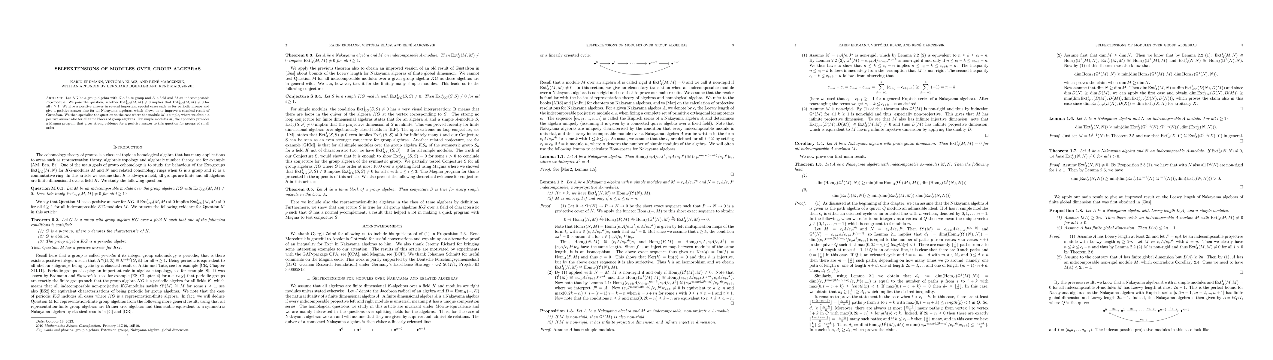 Thumbnail for Selfextensions of modules over group algebras