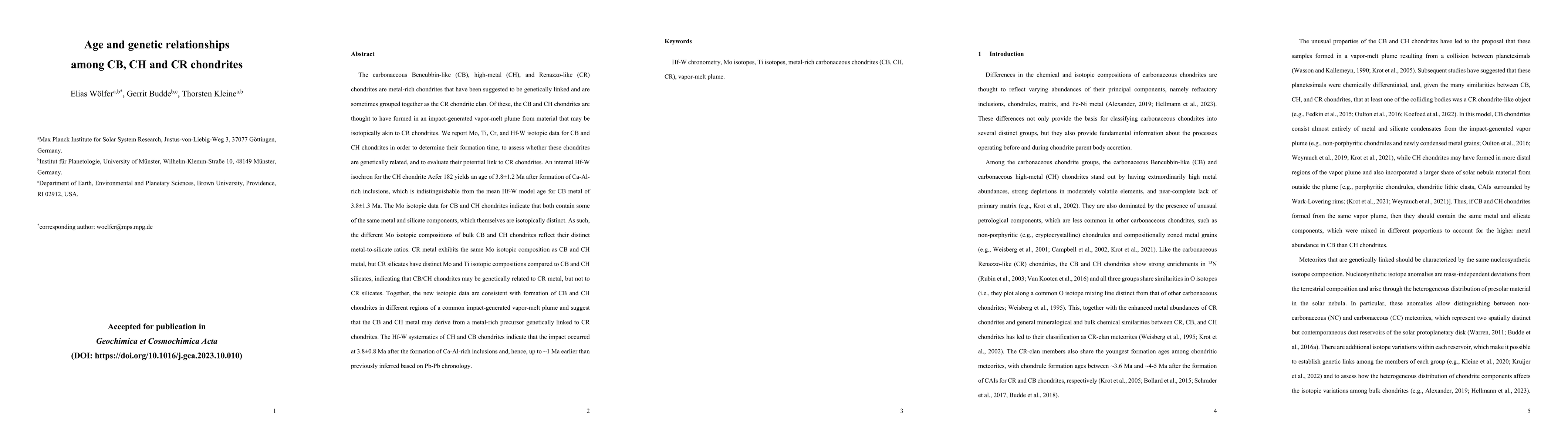 Thumbnail for Age and genetic relationships among CB, CH and CR chondrites