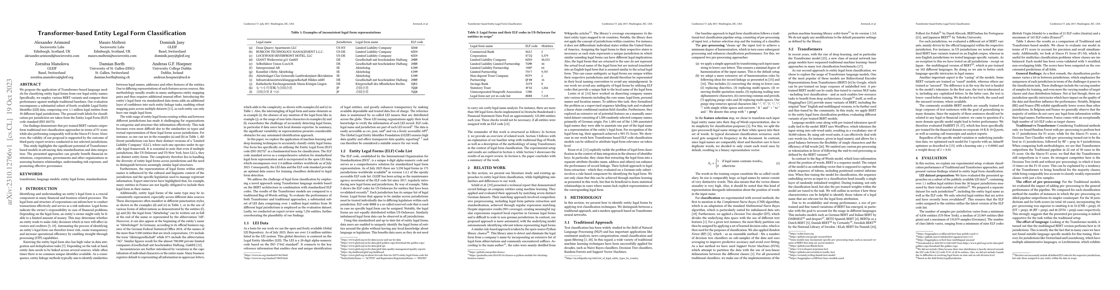 Thumbnail for Transformer-based Entity Legal Form Classification