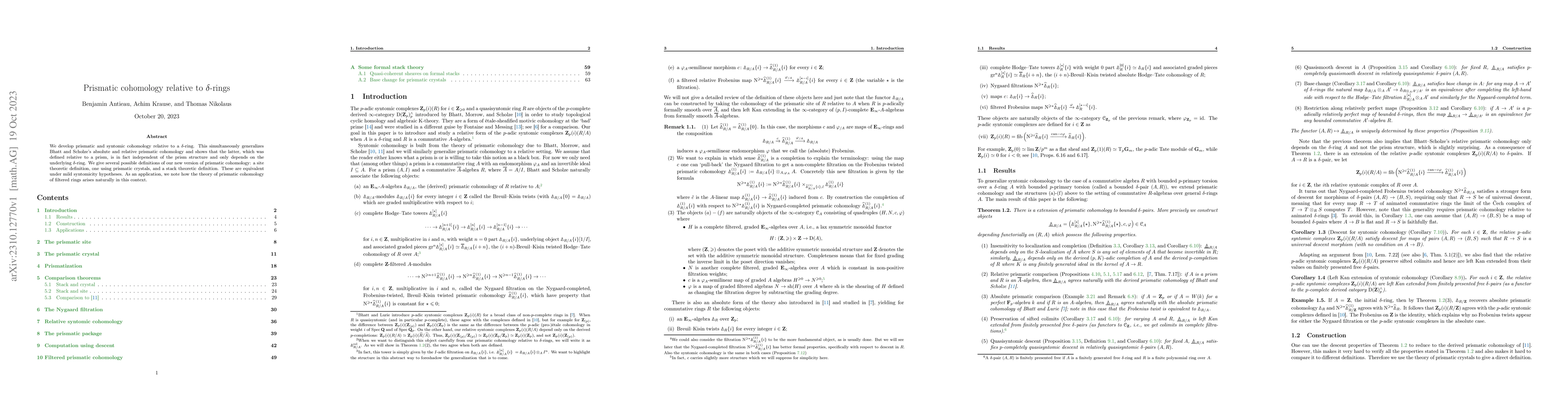 Thumbnail for Prismatic cohomology relative to $\delta$-rings
