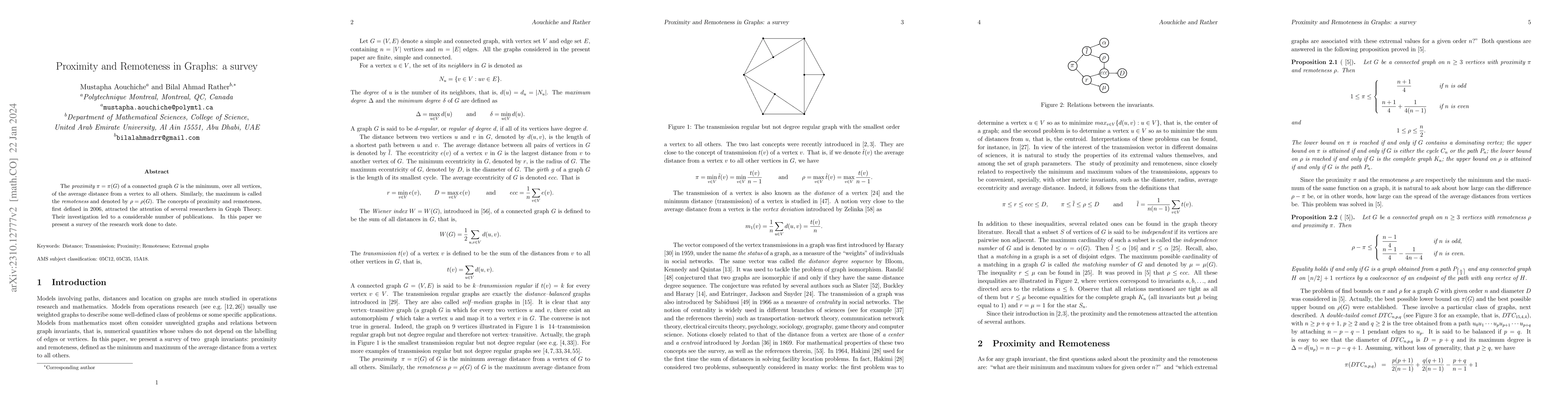 Thumbnail for Proximity and Remoteness in Graphs: a survey