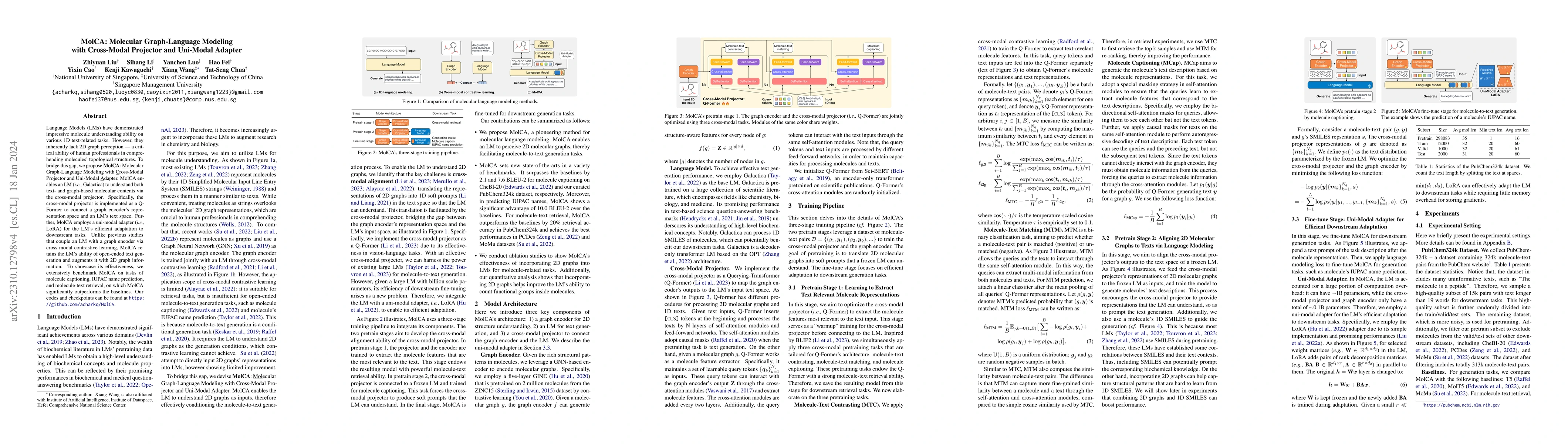 Thumbnail for MolCA: Molecular Graph-Language Modeling with Cross-Modal Projector and
  Uni-Modal Adapter