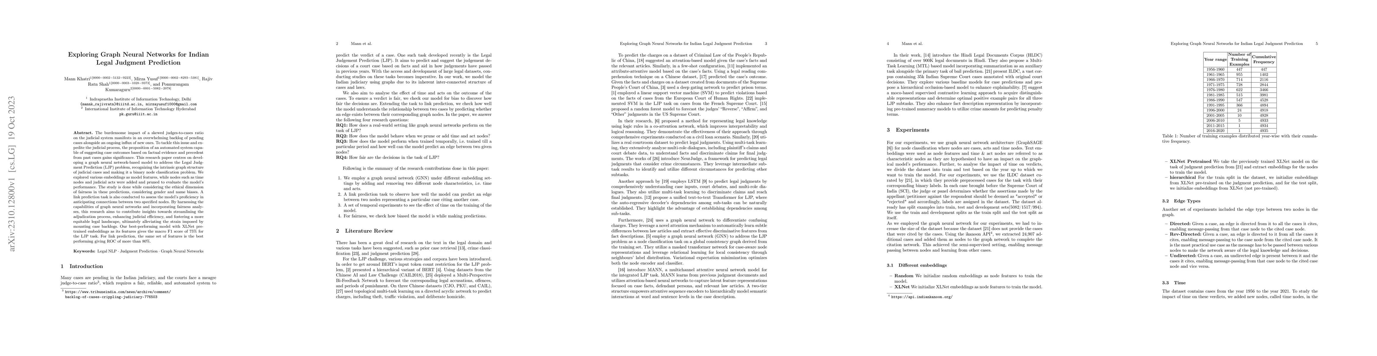 Thumbnail for Exploring Graph Neural Networks for Indian Legal Judgment Prediction