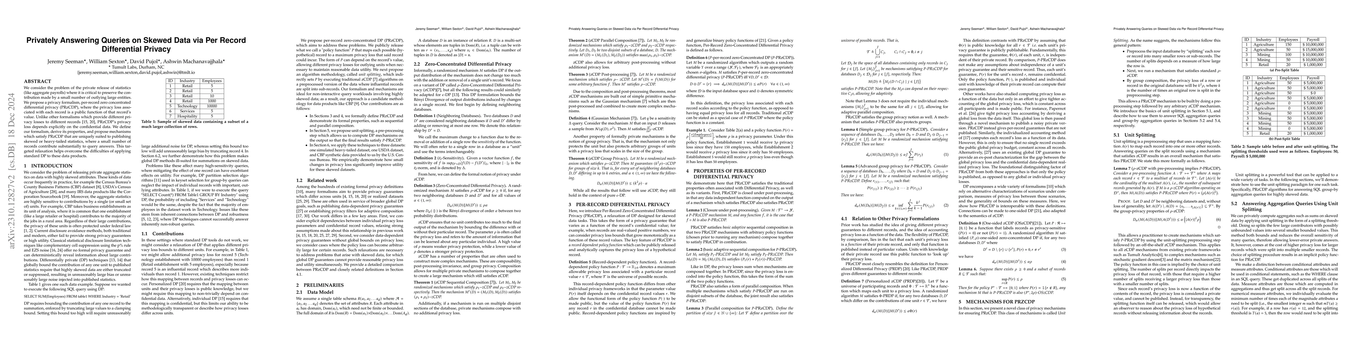 Thumbnail for Privately Answering Queries on Skewed Data via Per Record Differential
  Privacy