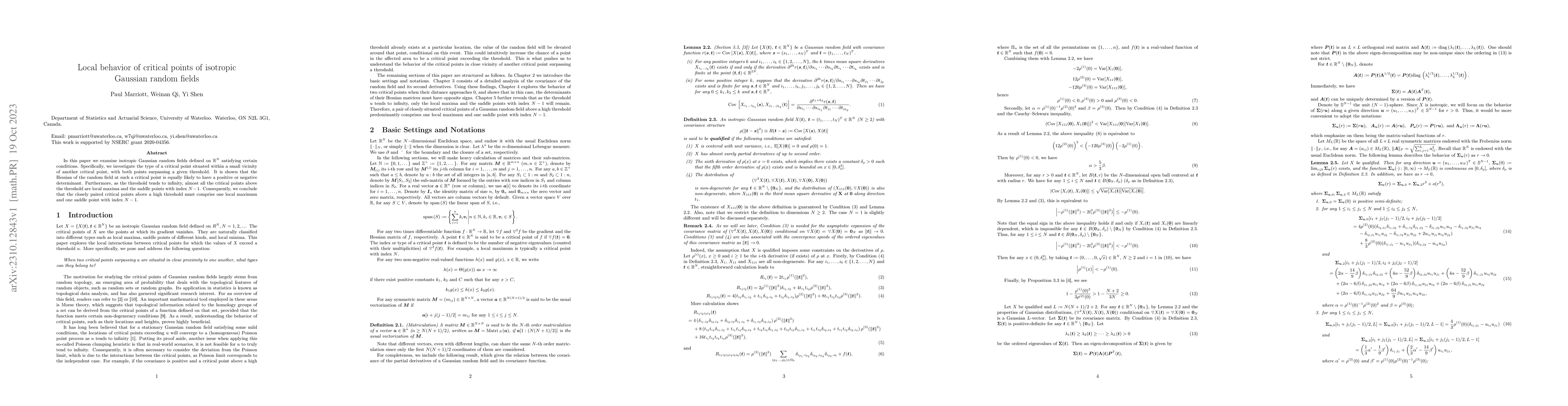 Thumbnail for Local behavior of critical points of isotropic Gaussian random fields