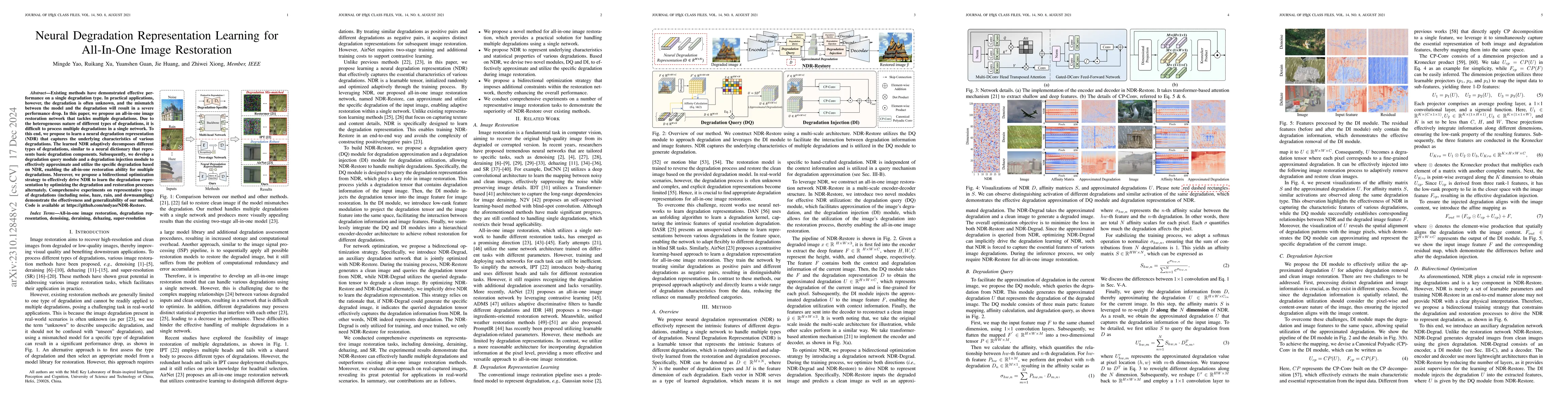 Thumbnail for Neural Degradation Representation Learning for All-In-One Image
  Restoration