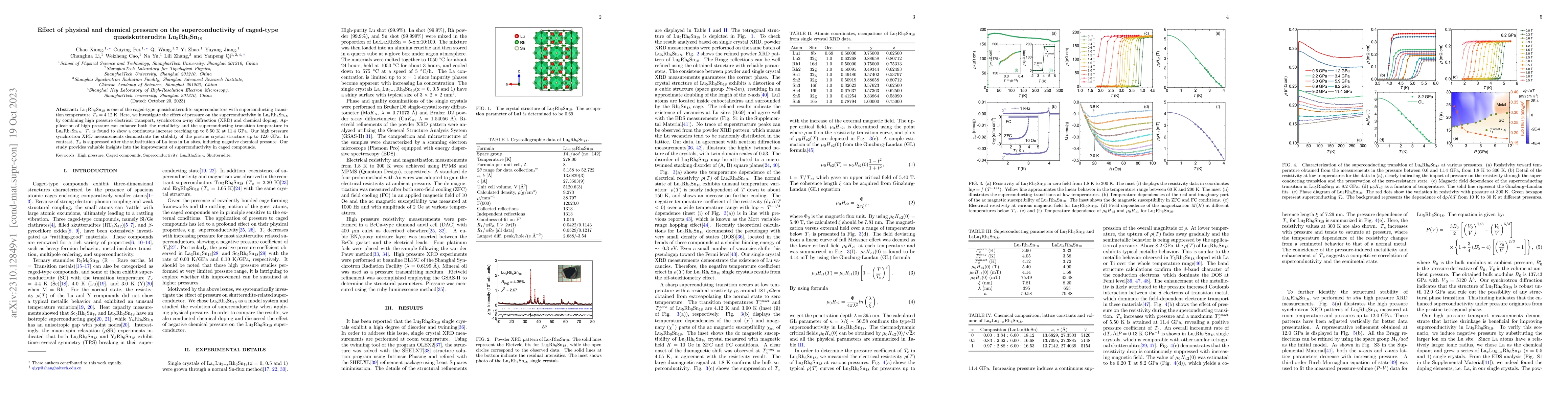 Thumbnail for Effect of physical and chemical pressure on the superconductivity of
  caged-type quasiskutterudite Lu5Rh6Sn18