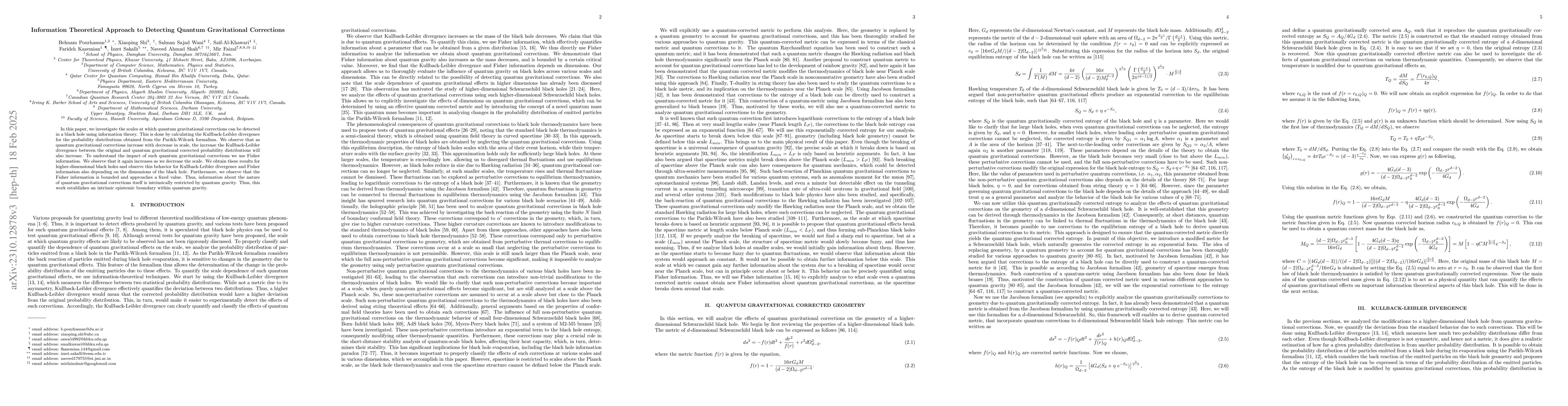 Thumbnail for Information Theoretical Approach to Detecting Quantum Gravitational
  Corrections