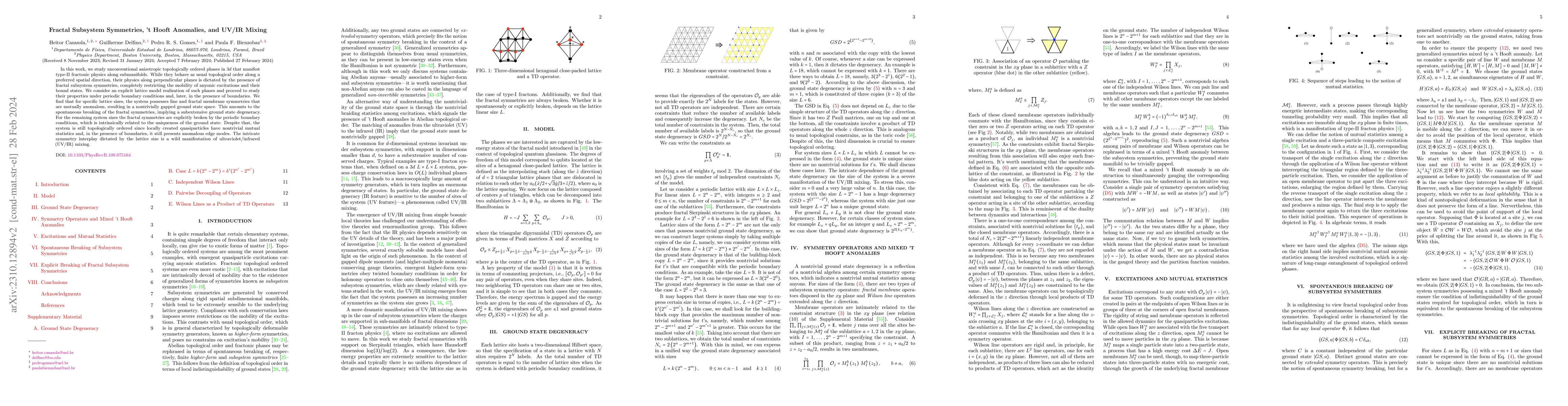 Thumbnail for Fractal Subsystem Symmetries, 't Hooft Anomalies, and UV/IR Mixing