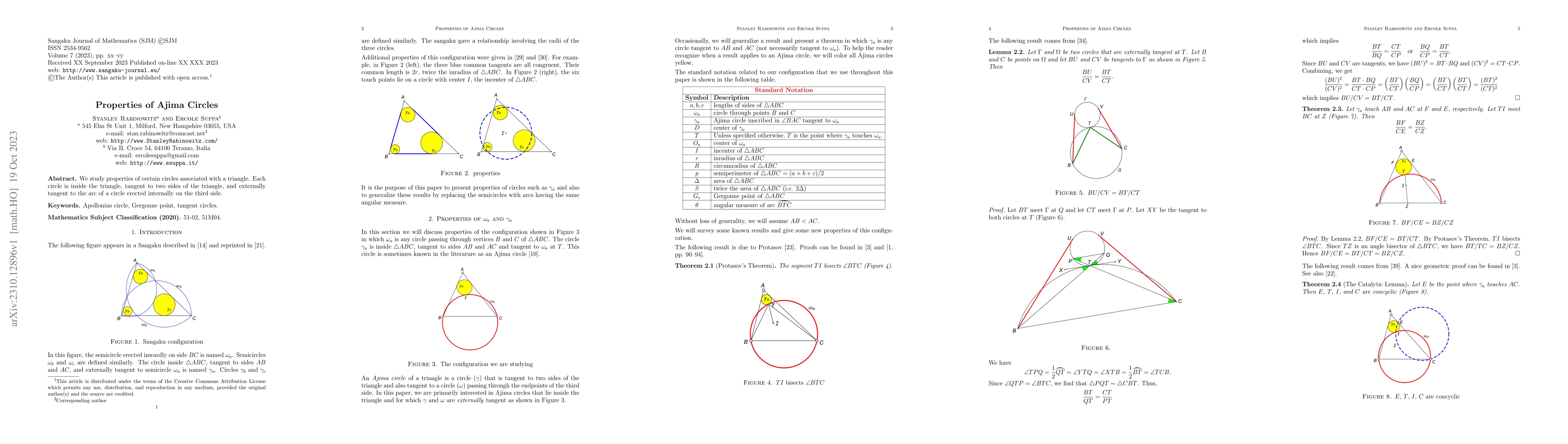 Thumbnail for Properties of Ajima Circles