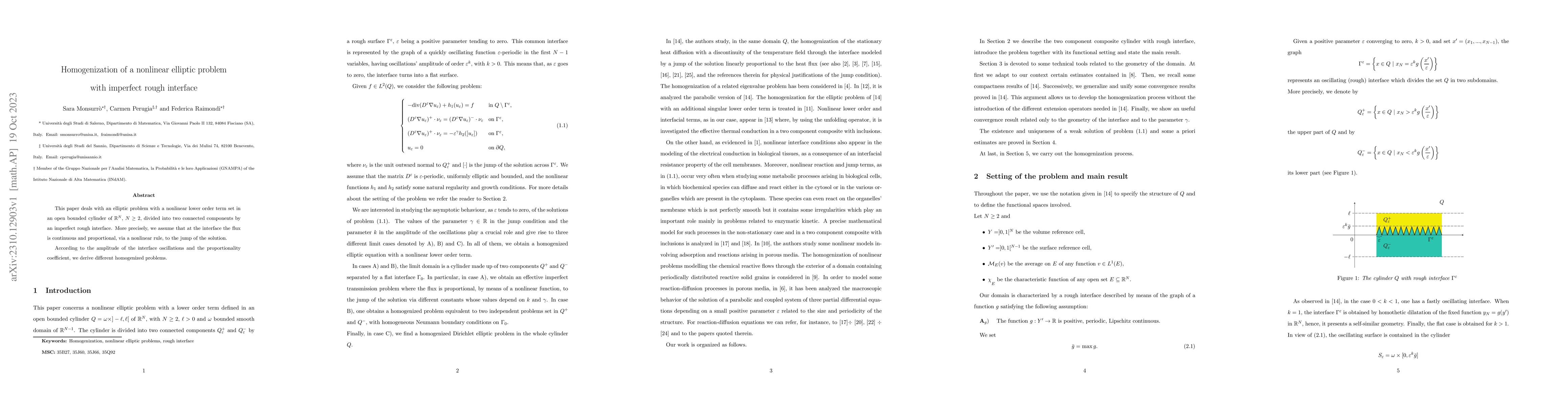 Thumbnail for Homogenization of a nonlinear elliptic problem with imperfect rough
  interface