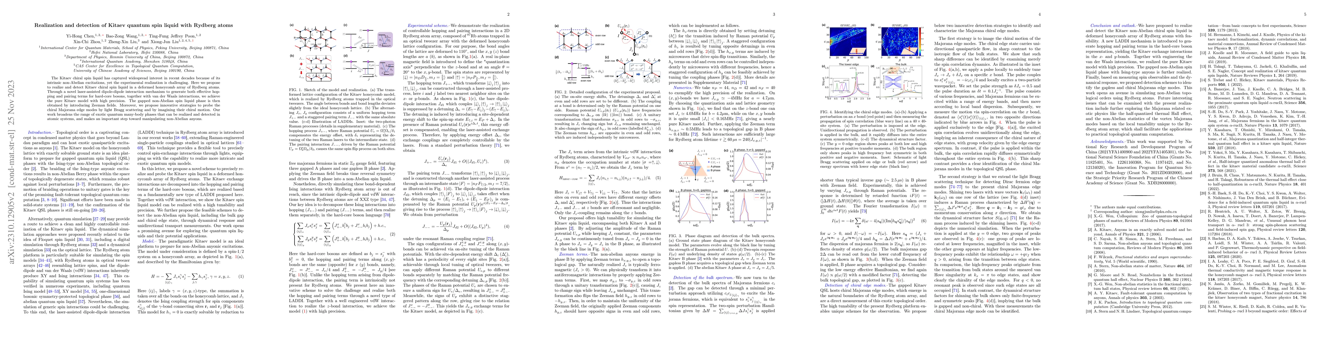 Thumbnail for Realization and detection of Kitaev quantum spin liquid with Rydberg
  atoms