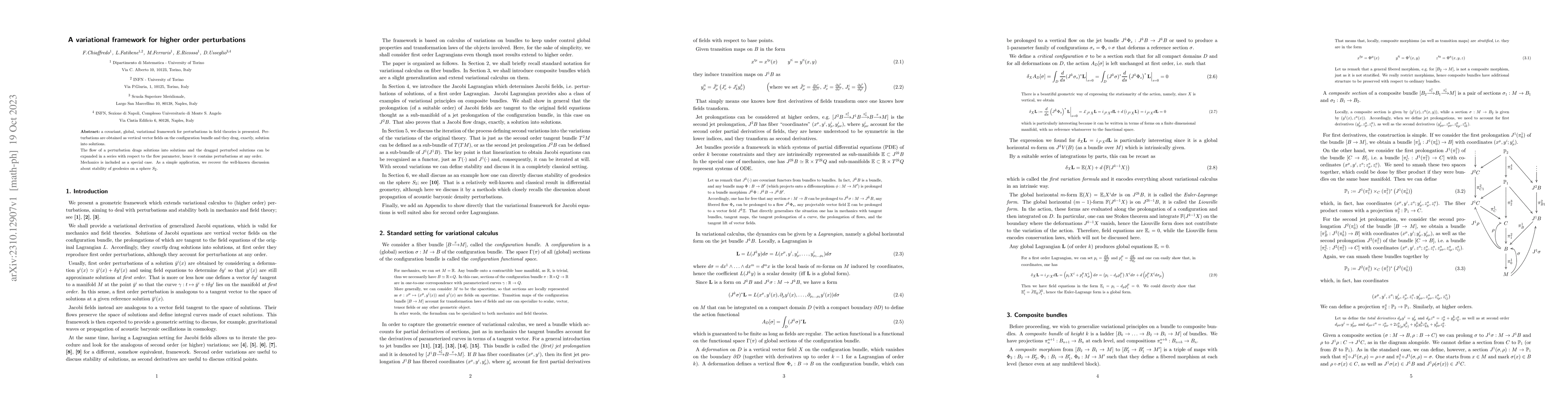 Thumbnail for A variational framework for higher order perturbations