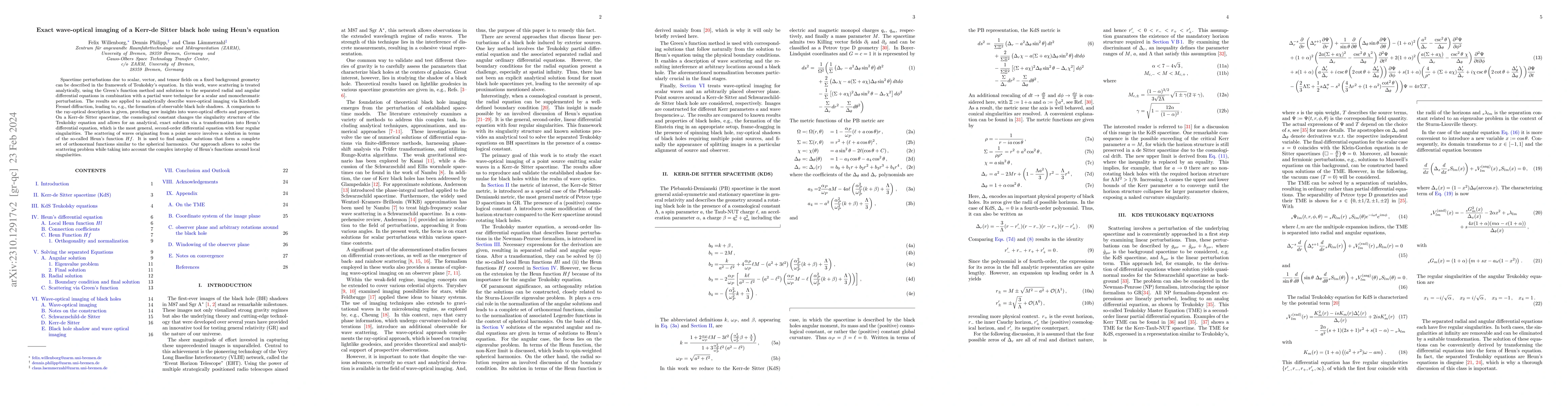 Thumbnail for Exact wave-optical imaging of a Kerr-de Sitter black hole using Heun's
  equation