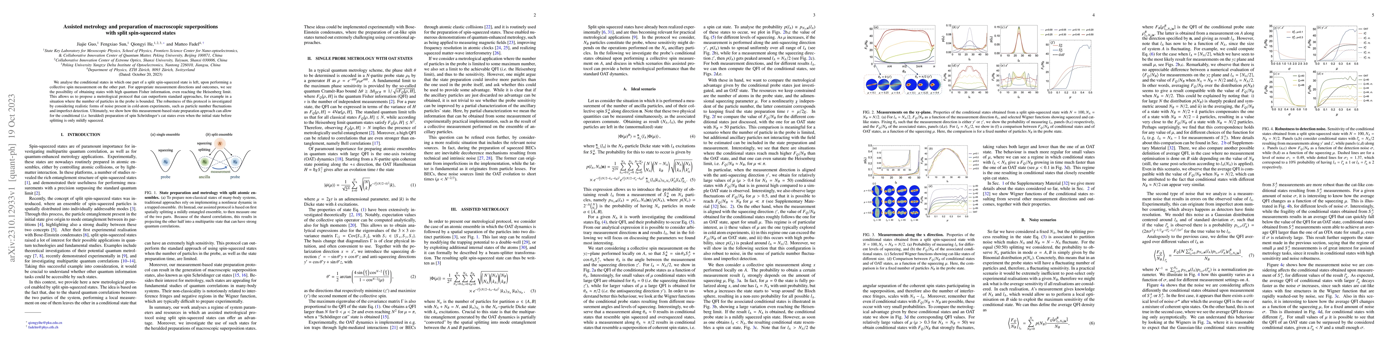 Thumbnail for Assisted metrology and preparation of macroscopic superpositions with
  split spin-squeezed states