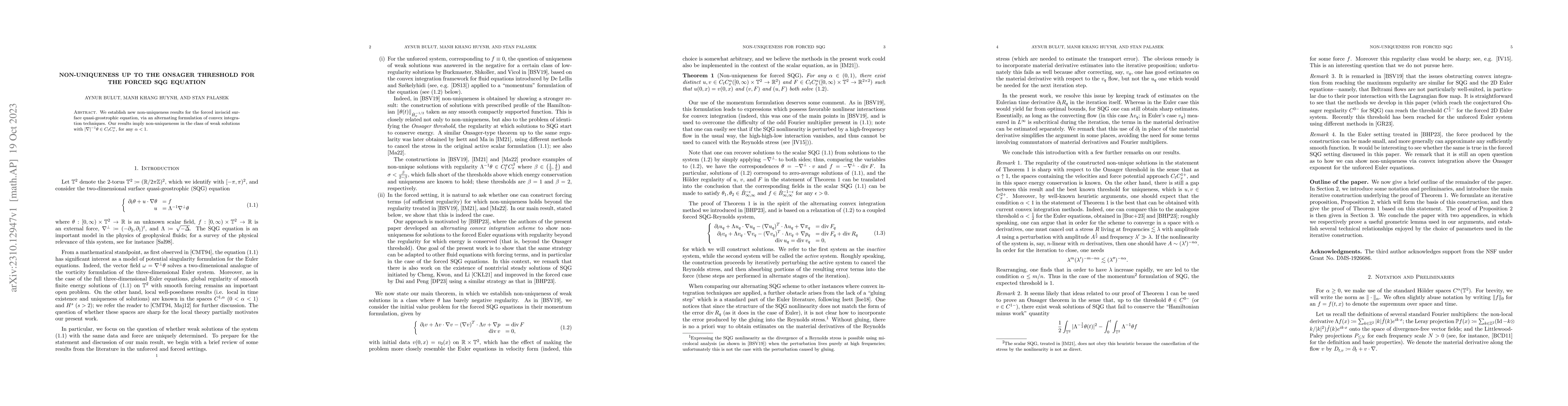 Thumbnail for Non-uniqueness up to the Onsager threshold for the forced SQG equation