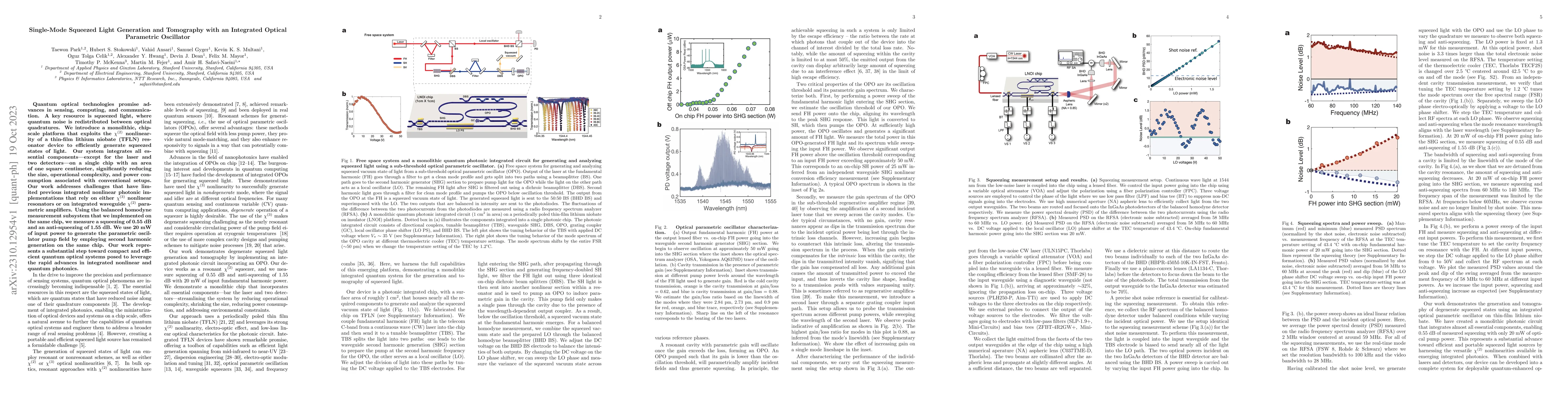 Thumbnail for Single-Mode Squeezed Light Generation and Tomography with an Integrated
  Optical Parametric Oscillator