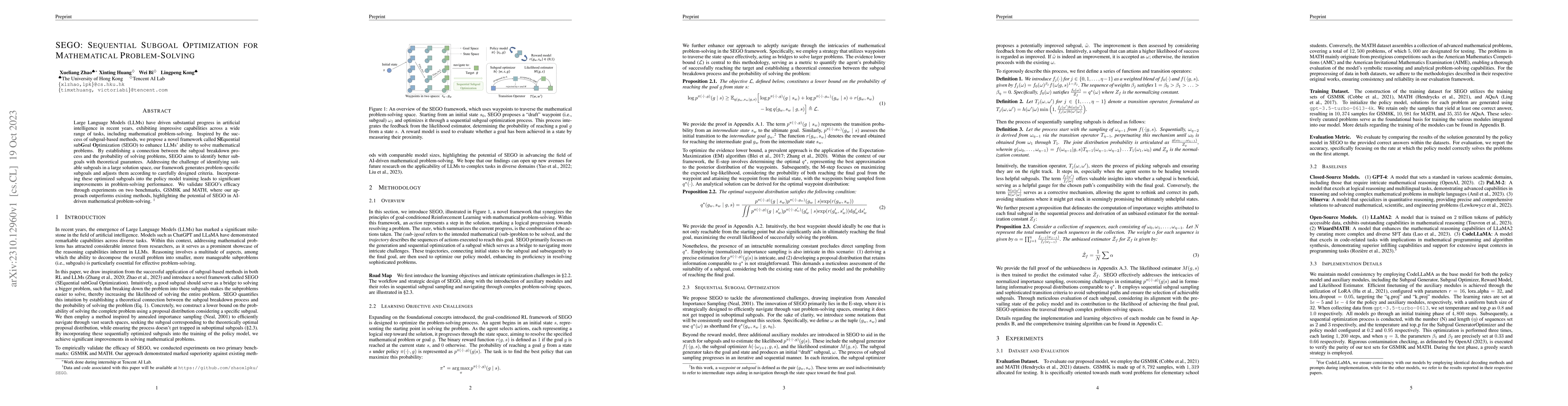 Thumbnail for SEGO: Sequential Subgoal Optimization for Mathematical Problem-Solving