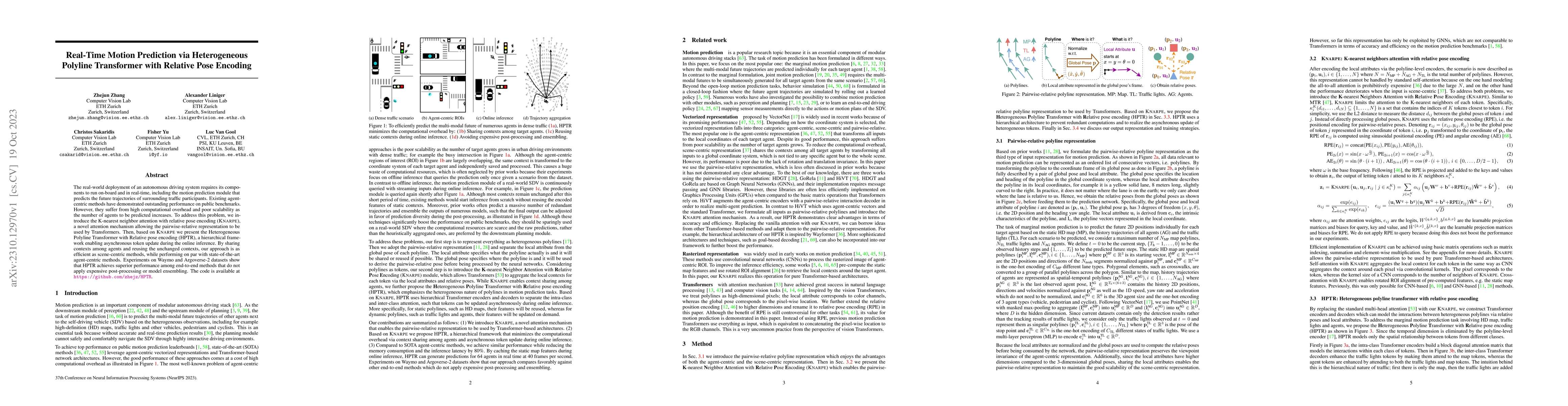 Thumbnail for Real-Time Motion Prediction via Heterogeneous Polyline Transformer with
  Relative Pose Encoding