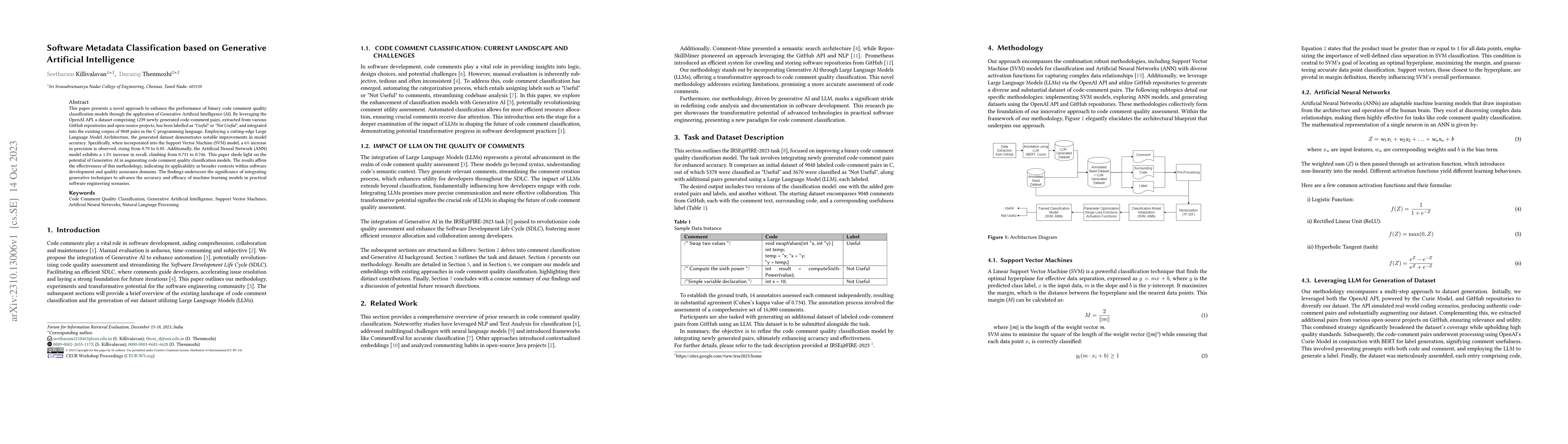 Thumbnail for Software Metadata Classification based on Generative Artificial
  Intelligence