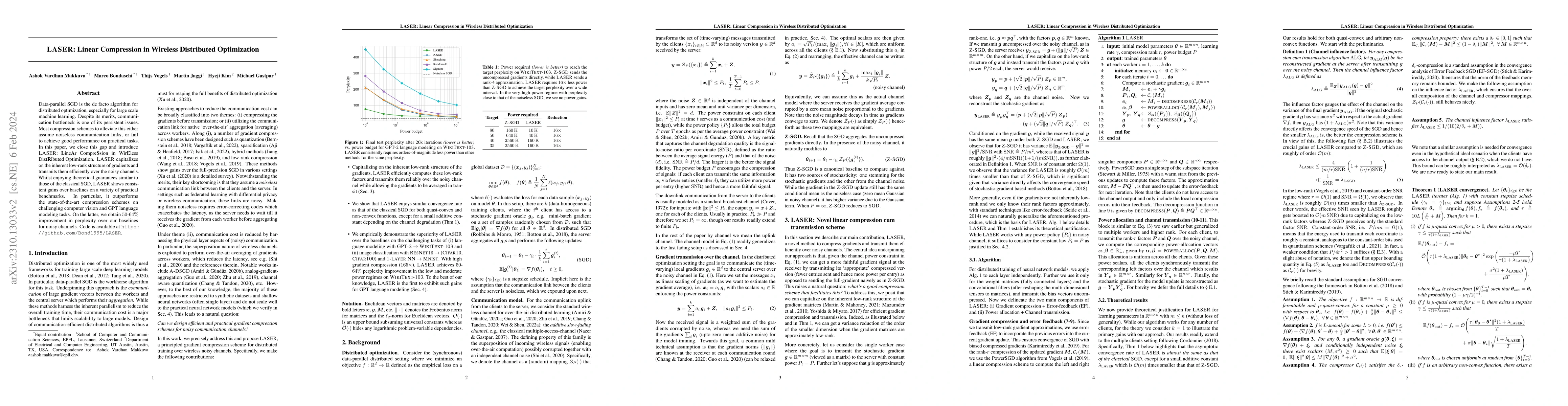 Thumbnail for LASER: Linear Compression in Wireless Distributed Optimization