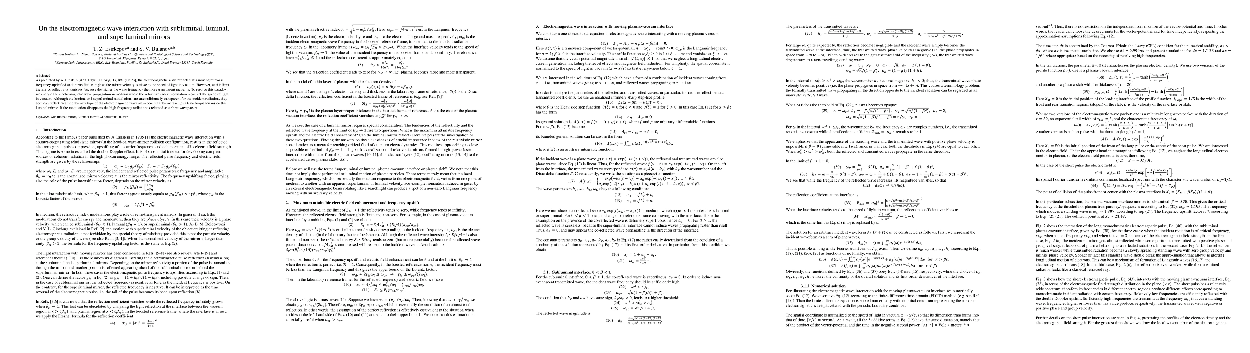Thumbnail for On the electromagnetic wave interaction with subluminal, luminal, and
  superluminal mirrors