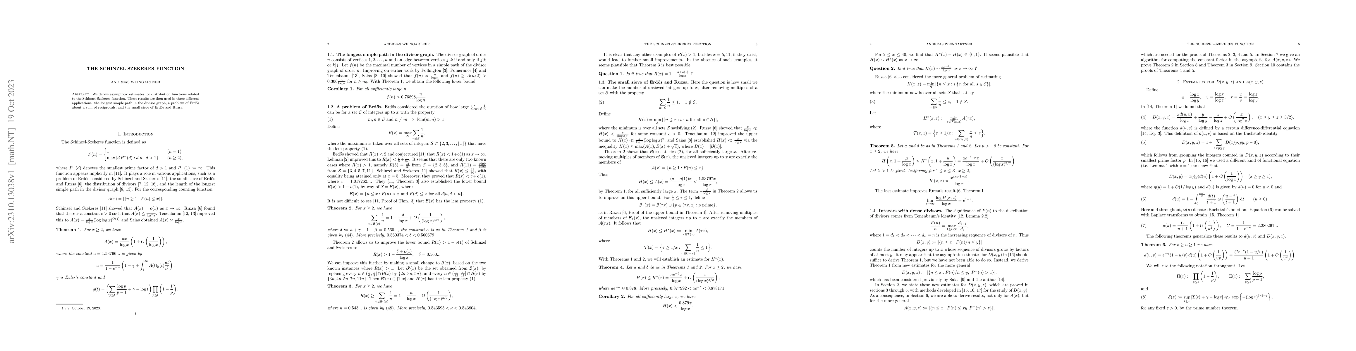 Thumbnail for The Schinzel-Szekeres function