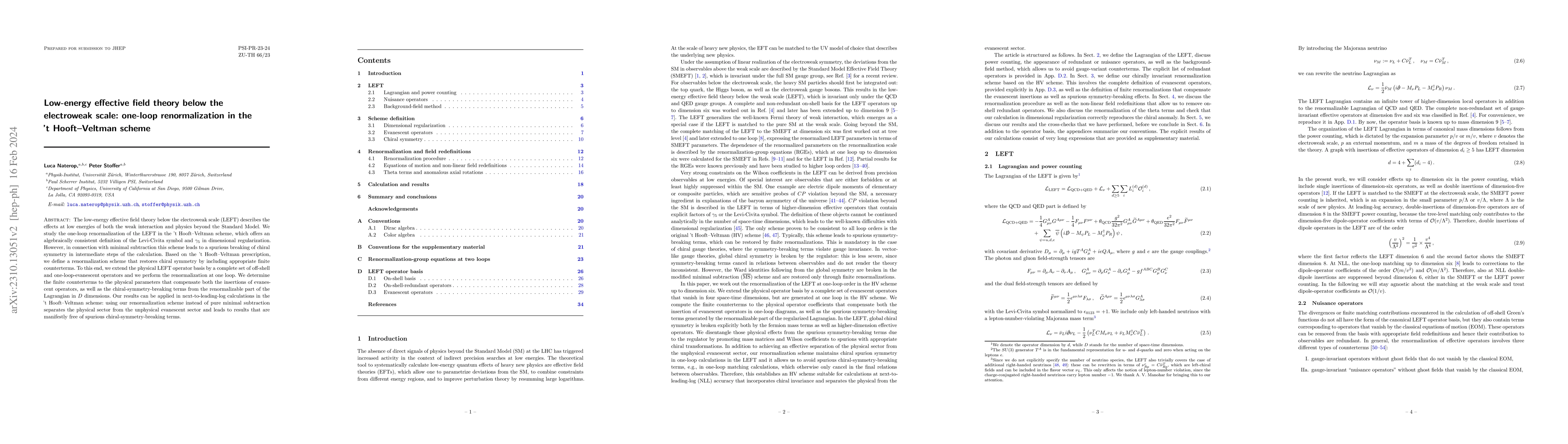 Thumbnail for Low-energy effective field theory below the electroweak scale: one-loop
  renormalization in the 't Hooft-Veltman scheme