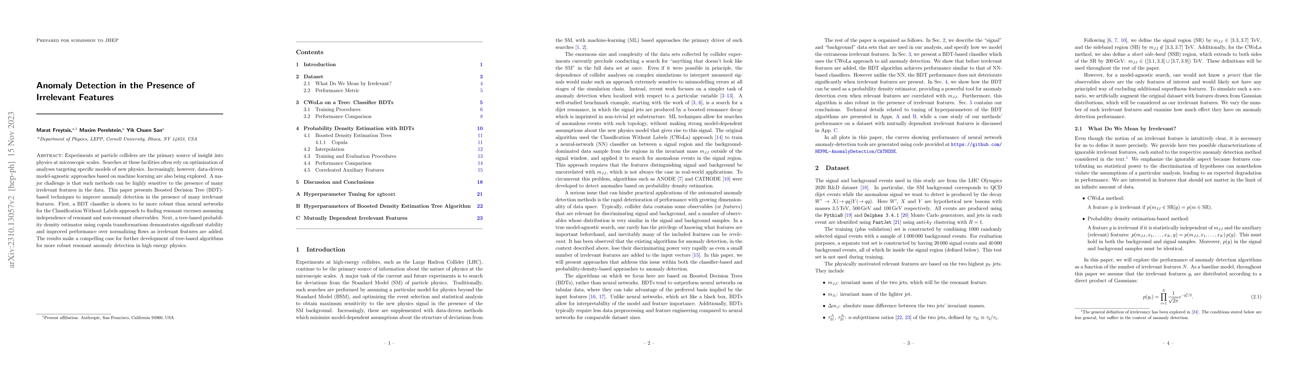 Thumbnail for Anomaly Detection in Presence of Irrelevant Features