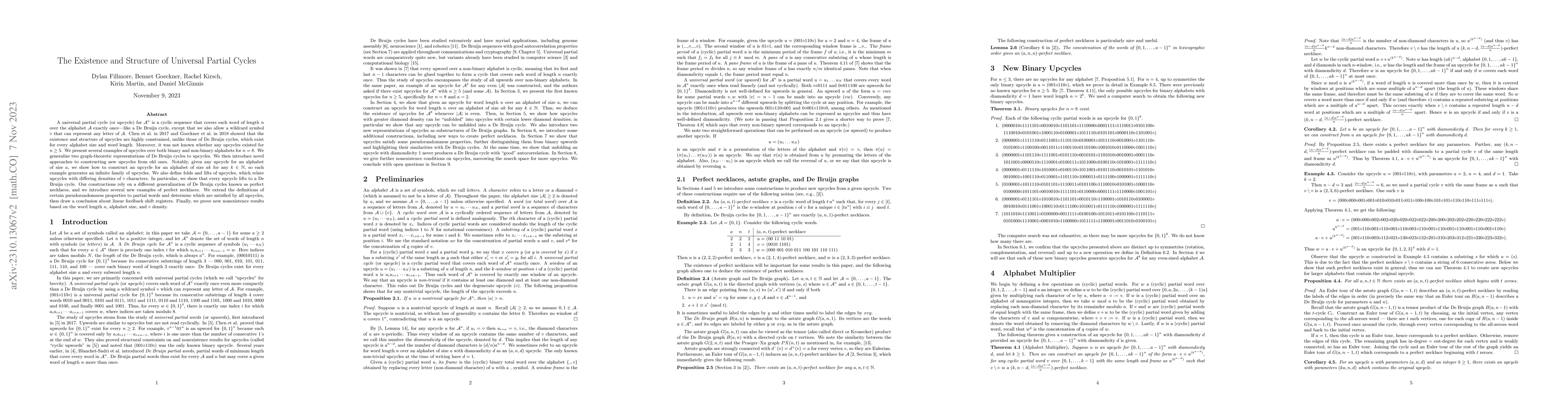 Thumbnail for The Existence and Structure of Universal Partial Cycles