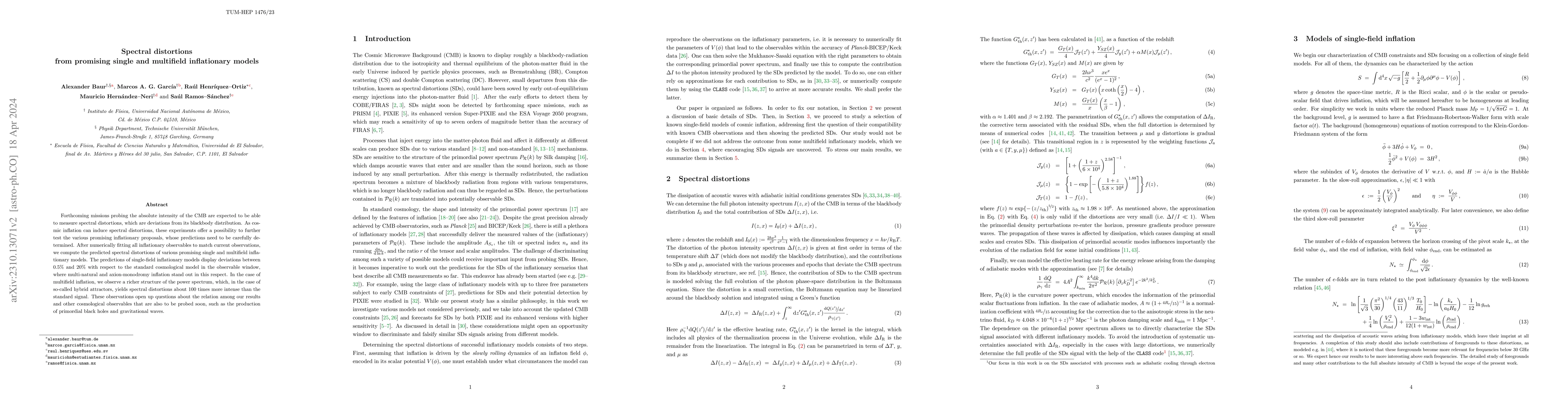 Thumbnail for Spectral distortions from promising single and multifield inflationary
  models