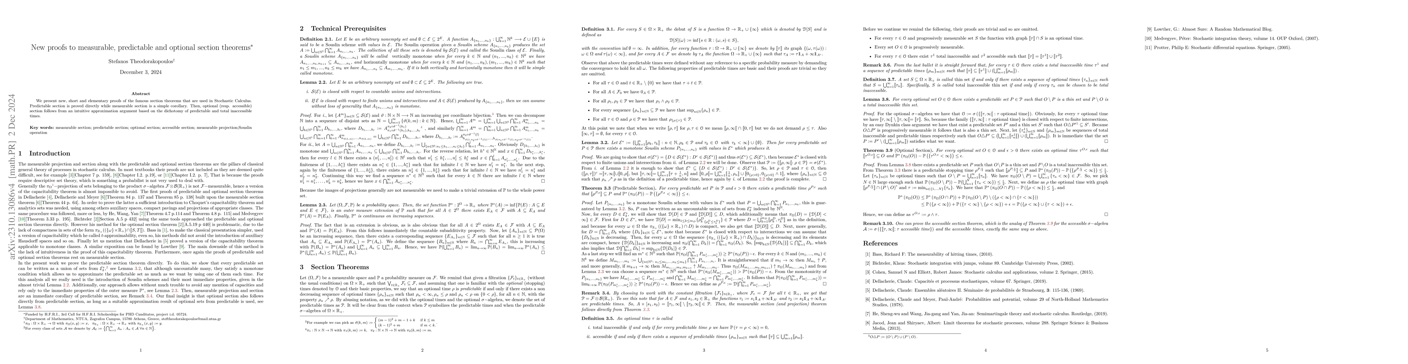 Thumbnail for New proofs to measurable, predictable and optional section theorems