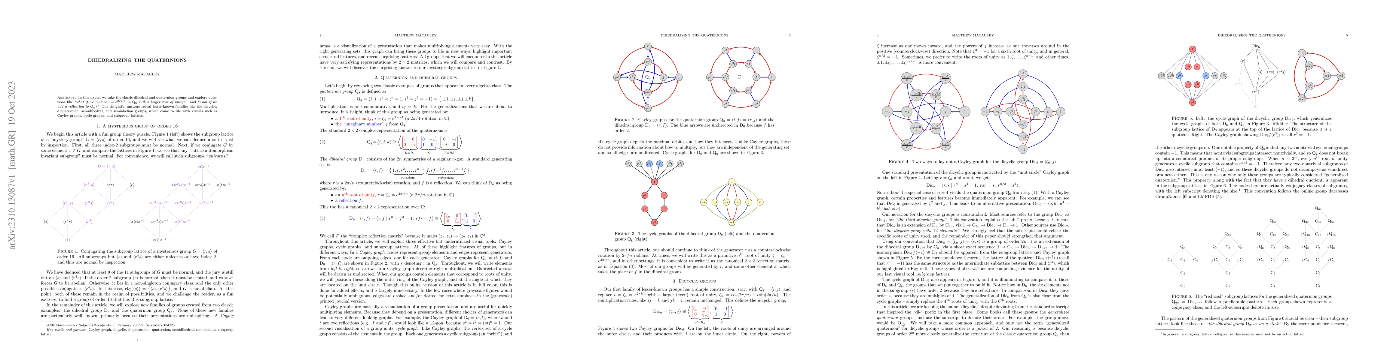 Thumbnail for Dihedralizing the quaternions