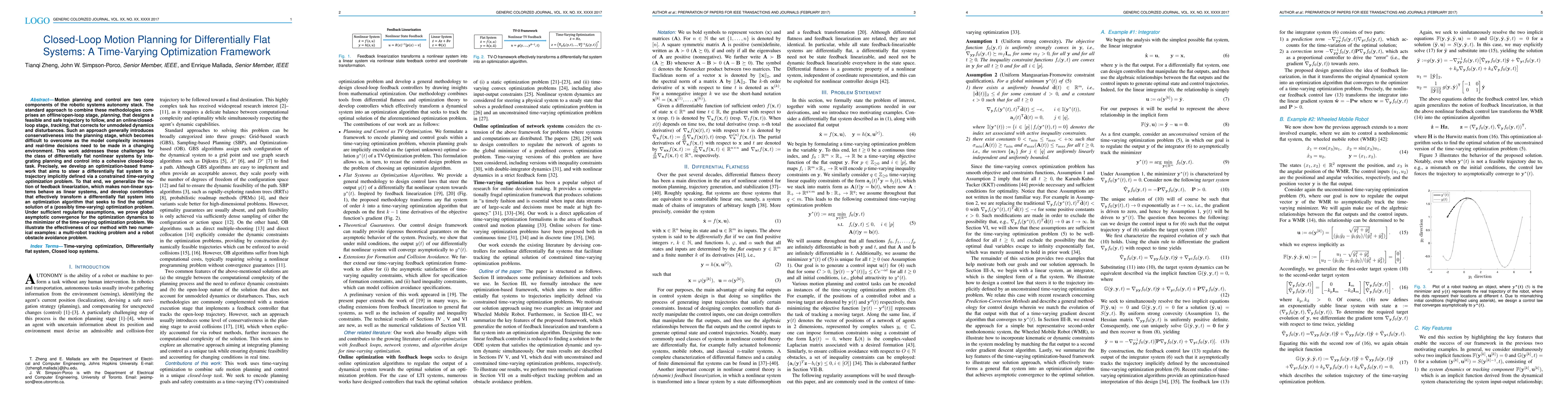 Thumbnail for Closed-Loop Motion Planning for Differentially Flat Systems: A
  Time-Varying Optimization Framework