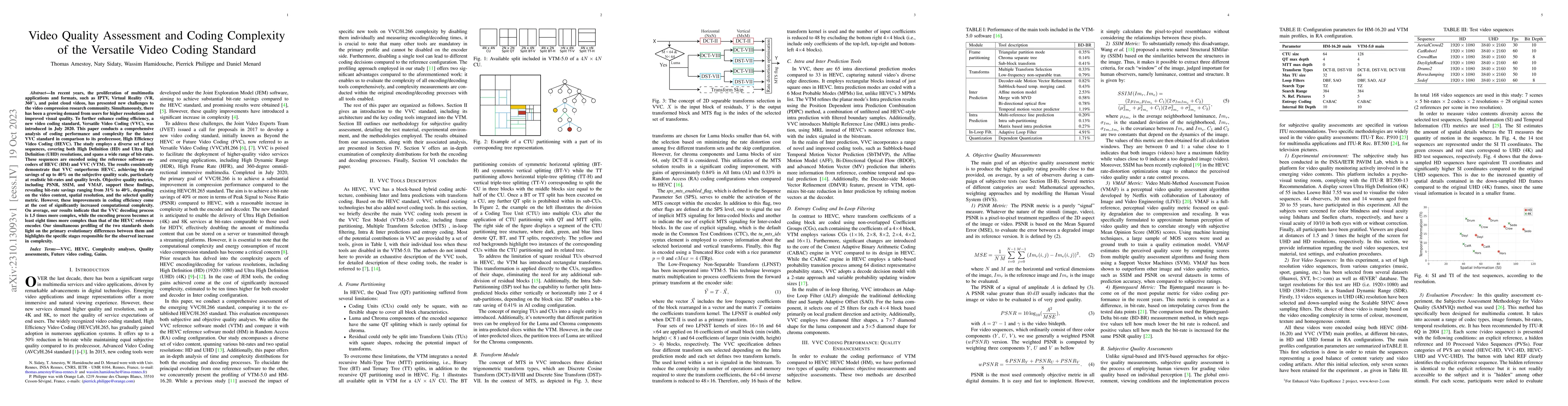Thumbnail for Video Quality Assessment and Coding Complexity of the Versatile Video
  Coding Standard